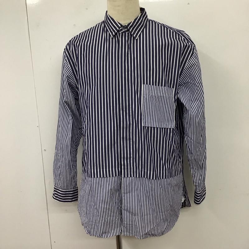 ユニクロ UNIQLO シャツ、ブラウス 長袖 331-436734 長袖シャツ ストライプシャツ カジュアルシャツ L ストライプ 白 / ホワイト / X 青 / ブルー /  メンズ USED 古着 中古 10117467