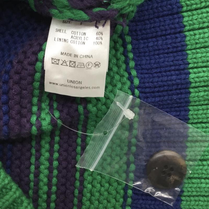 ユニオン UNION カーディガン 長袖 WHEATLEY CARDIGAN FREE ボーダー柄 緑 / グリーン /  メンズ USED 古着 中古 10145814