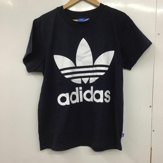 アディダス adidas Tシャツ 半袖 br9819 ビックシルエットTシャツ プリントTシャツ L ロゴ、文字 紺 / ネイビー /  レディース USED 古着 中古 10144795
