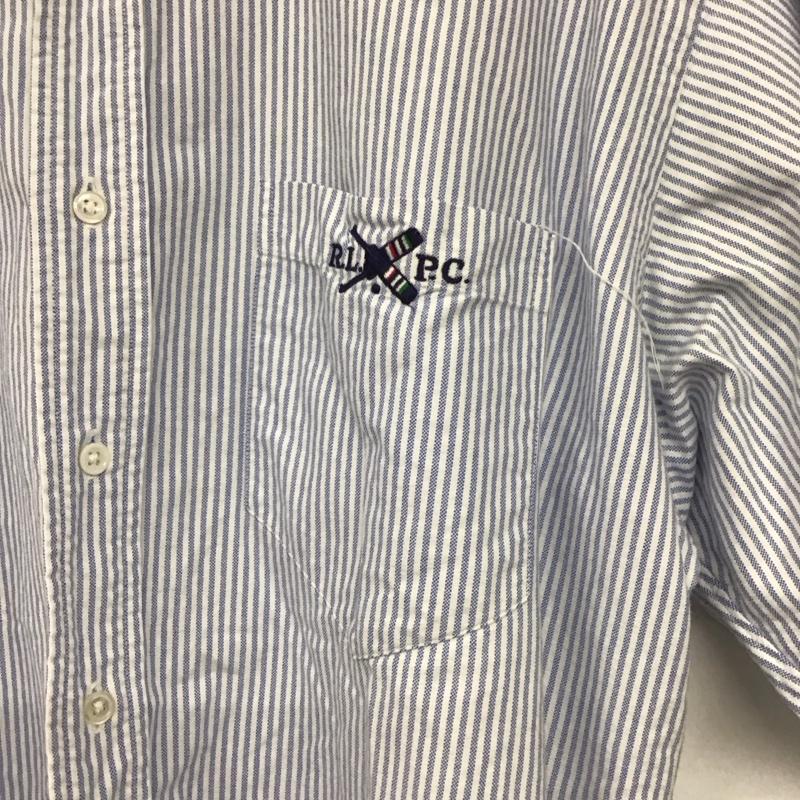 ポロバイラルフローレン Polo by RALPH LAUREN シャツ、ブラウス 半袖 半袖シャツ プリントシャツ ポケットシャツ L ロゴ、文字 白 / ホワイト / X 水色 / ライトブルー /  メンズ USED 古着 中古 10141244