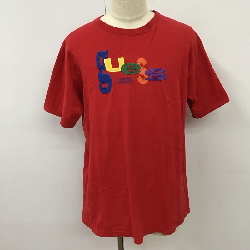 ゲス Guess Tシャツ 半袖 クルーネック ロゴ、文字 赤 / レッド /  メンズ USED 古着 中古 10116518