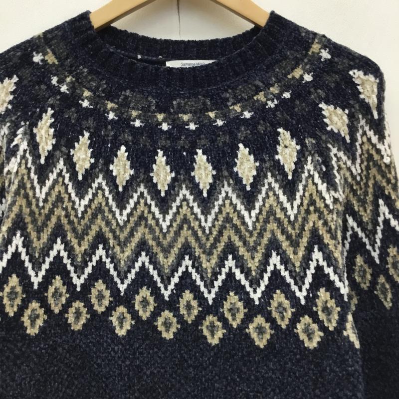 サマンサモスモスブルー Samansa Mos2 blue ニット、セーター 長袖 SKB-2600541 FREE ノルディック柄 紺 / ネイビー / X 白 / ホワイト / X 茶 / ブラウン /  レディース USED 古着 中古 10142548