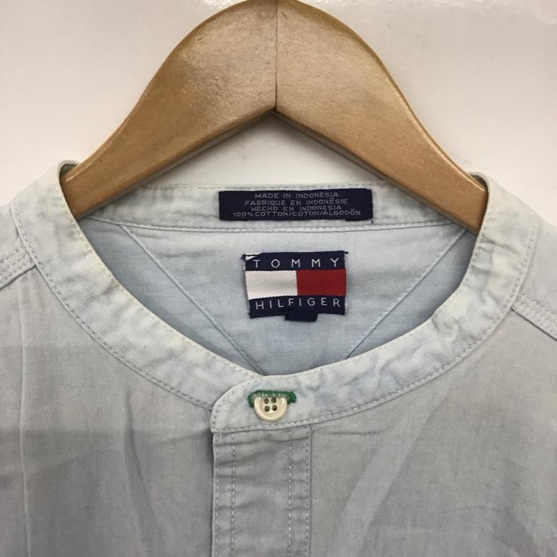トミーヒルフィガー TOMMY HILFIGER シャツ、ブラウス 長袖 ノーカラー XL 無地 水色 / ライトブルー /  メンズ USED 古着 中古 10141119