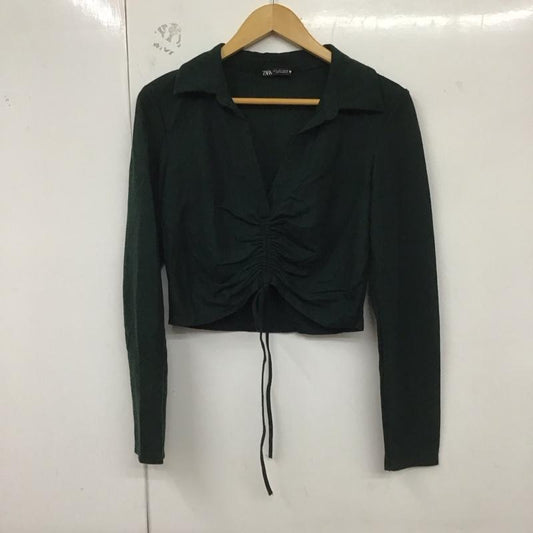 ザラ ZARA カットソー 長袖 長袖カットソー 無地カットソー ショート丈 S 無地 緑 / グリーン /  レディース USED 古着 中古 10129728