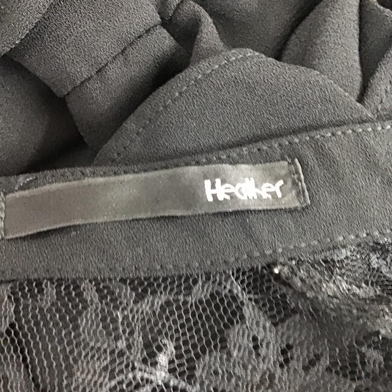 ヘザー Heather ワンピース ひざ丈スカート HE070259TO レース 半袖 FREE 無地 黒 / ブラック /  レディース USED 古着 中古 10116666