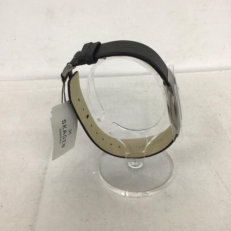 スカーゲン SKAGEN 腕時計 アナログ（クォーツ式） 233XXLSLB レザーベルト 箱有 ロゴ、文字 黒 / ブラック /  メンズ USED 古着 中古 10134346