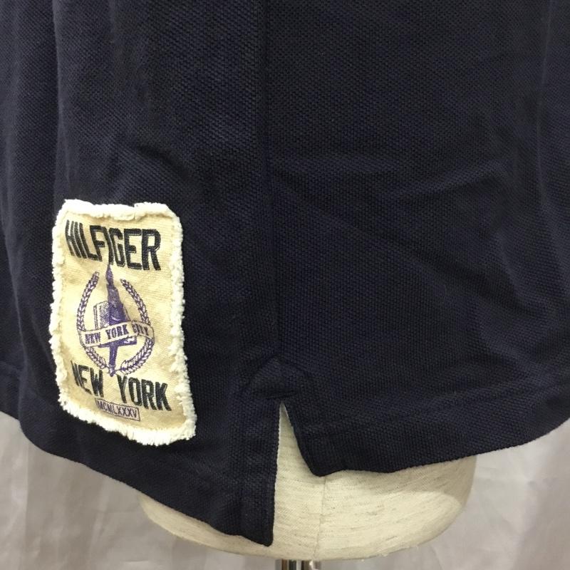 トミーヒルフィガー TOMMY HILFIGER ポロシャツ 半袖 L 無地 紺 / ネイビー /  メンズ USED 古着 中古 10112772