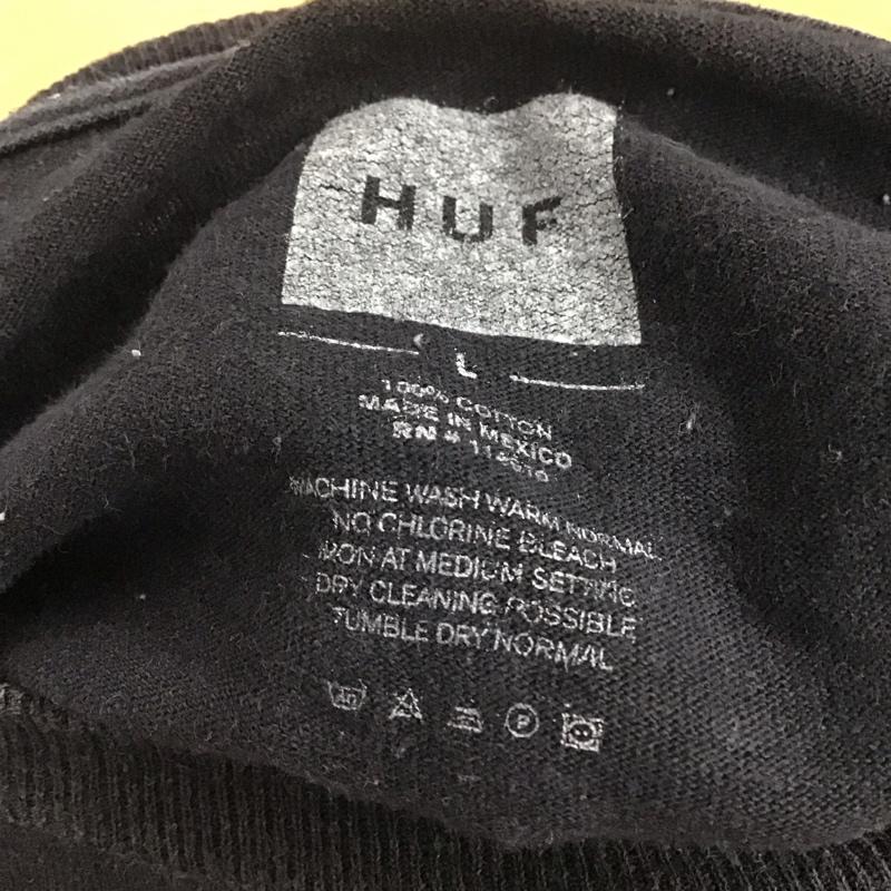 ハフ HUF Tシャツ 半袖 半袖カットソー プリントTシャツ クルーネックカットソー L ロゴ、文字 黒 / ブラック /  メンズ USED 古着 中古 10142881