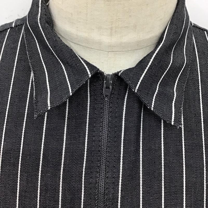 ベンデイビス BEN DAVIS シャツ、ブラウス 半袖 ハーフジップ ストライプ ワンポイント 黒 / ブラック / X 白 / ホワイト /  メンズ USED 古着 中古 10123510