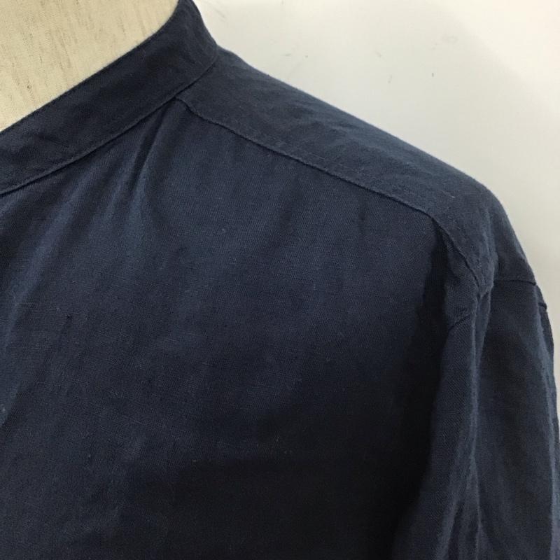 ザラ ZARA シャツ、ブラウス 長袖 長袖シャツ ノーカラーシャツ カジュアルシャツ M 無地 紺 / ネイビー /  メンズ USED 古着 中古 10110400