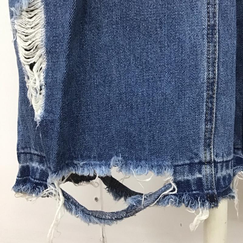 ザラ ZARA パンツ デニム、ジーンズ デニムパンツ ワイドパンツ ダメージ加工 32インチ ダメージ加工 インディゴ / インディゴ /  レディース USED 古着 中古 10110265