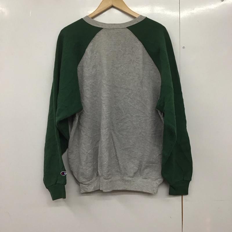 チャンピオン Champion トレーナー 長袖 長袖トレーナー スウェット クルーネック プルオーバー XL 無地 灰 / グレー / X 緑 / グリーン /  メンズ USED 古着 中古 10142949