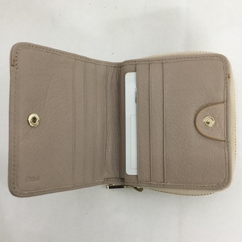 クロエ Chloe 財布 二つ折り 3P0390-043 リリィ ラウンドファスナー リボン 箱有 ロゴ、文字 桃 / ピンク /  レディース USED 古着 中古 10124277