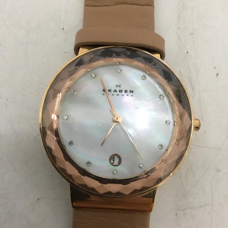 スカーゲン SKAGEN 腕時計 アナログ（クォーツ式） SKW2168 レザーベルト ロゴ、文字 ベージュ / ベージュ /  レディース USED 古着 中古 10135184