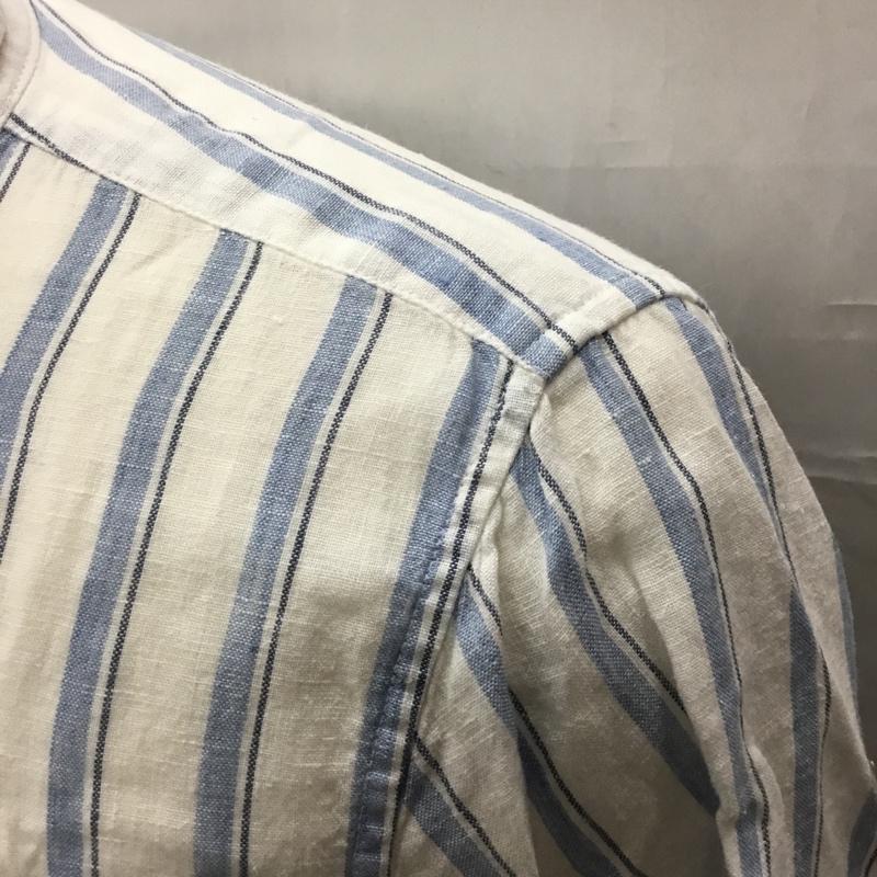 アバクロンビーアンドフィッチ ABERCROMBIE&FITCH シャツ、ブラウス 半袖 ボタンダウン リネン M ストライプ 白 / ホワイト / X 青 / ブルー /  メンズ USED 古着 中古 10112386