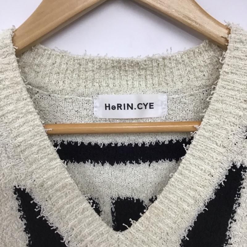 ヘリンドットサイ HeRIN.CYE ベスト ベスト ニットベスト ノースリーブカットソー プルオーバー FREE プリント 白 / ホワイト / X 黒 / ブラック /  レディース USED 古着 中古 10147697