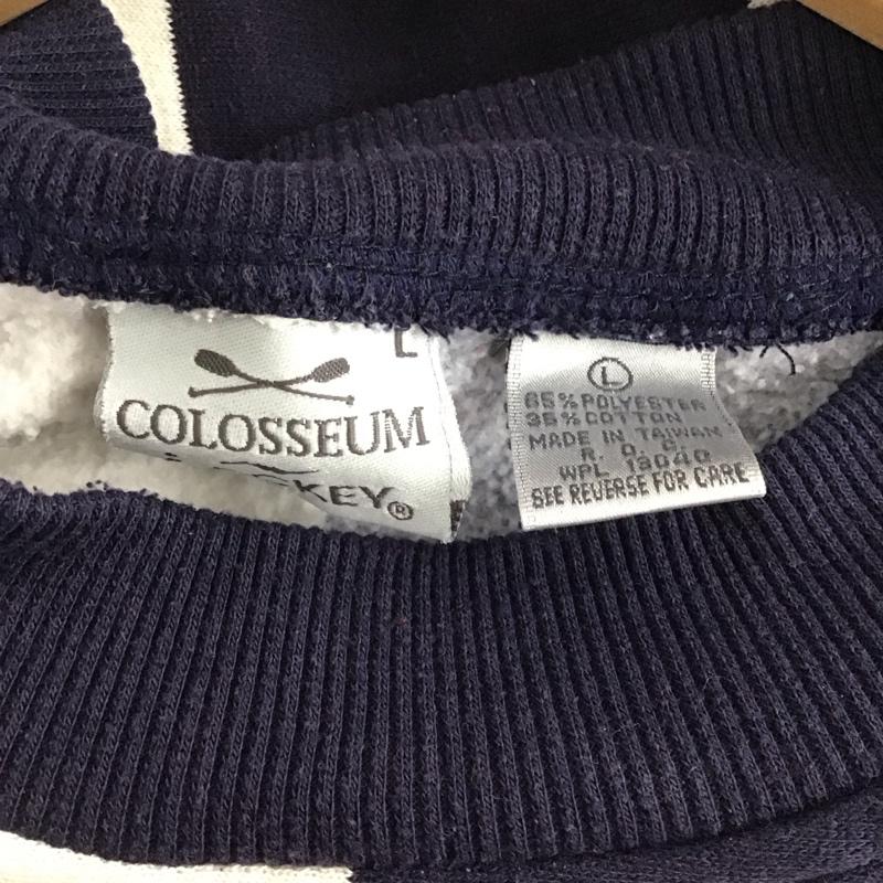 古着 USED トレーナー 長袖 長袖トレーナー スウェット クルーネック プルオーバー L ストライプ 白 / ホワイト / X 紺 / ネイビー /  メンズ USED 古着 中古 10141755