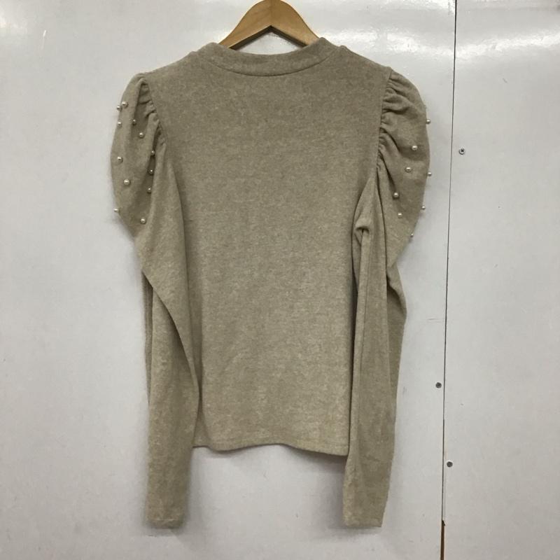 ザラ ZARA ニット、セーター 長袖 5039 926 720 パフスリーブ パール風 L 無地 ベージュ / ベージュ /  レディース USED 古着 中古 10143804