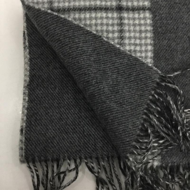 ビューティアンドユース BEAUTY&YOUTH マフラー マフラー カシミヤ フリンジ チェック 灰 / グレー / X ダークグレー / ダークグレー /  メンズ USED 古着 中古 10142732