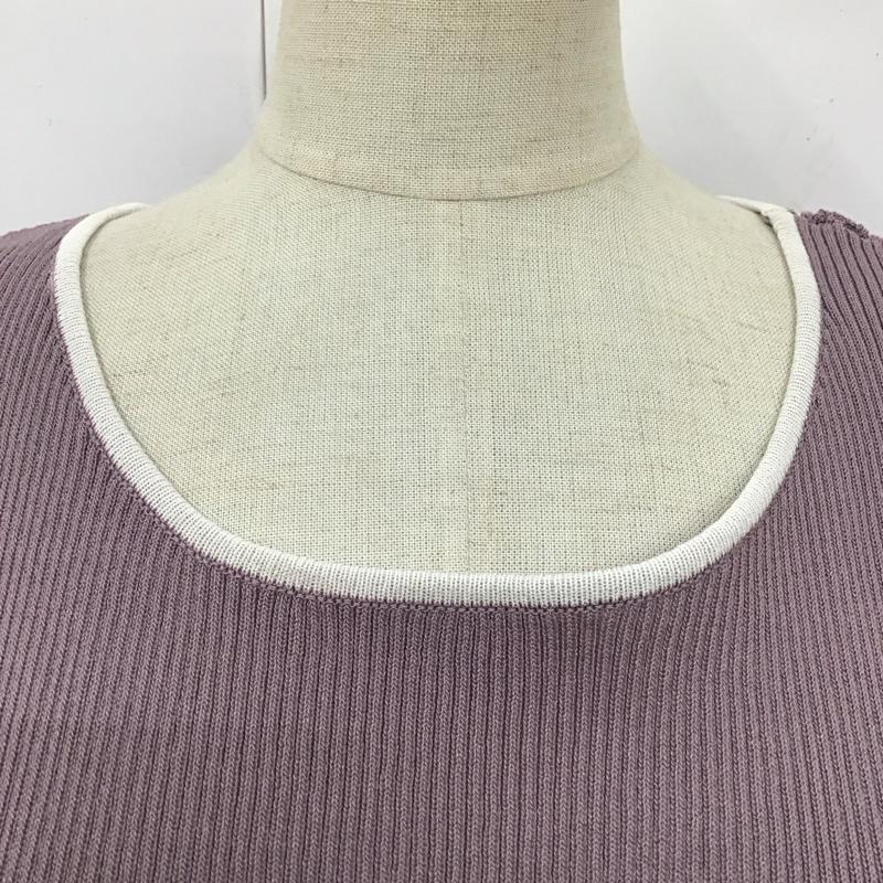 インデックス index ワンピース ロングスカート C58-53006 レーヨンナイロン フレンチスリーブ ニットワンピース L 無地 紫 / パープル /  レディース USED 古着 中古 10115866