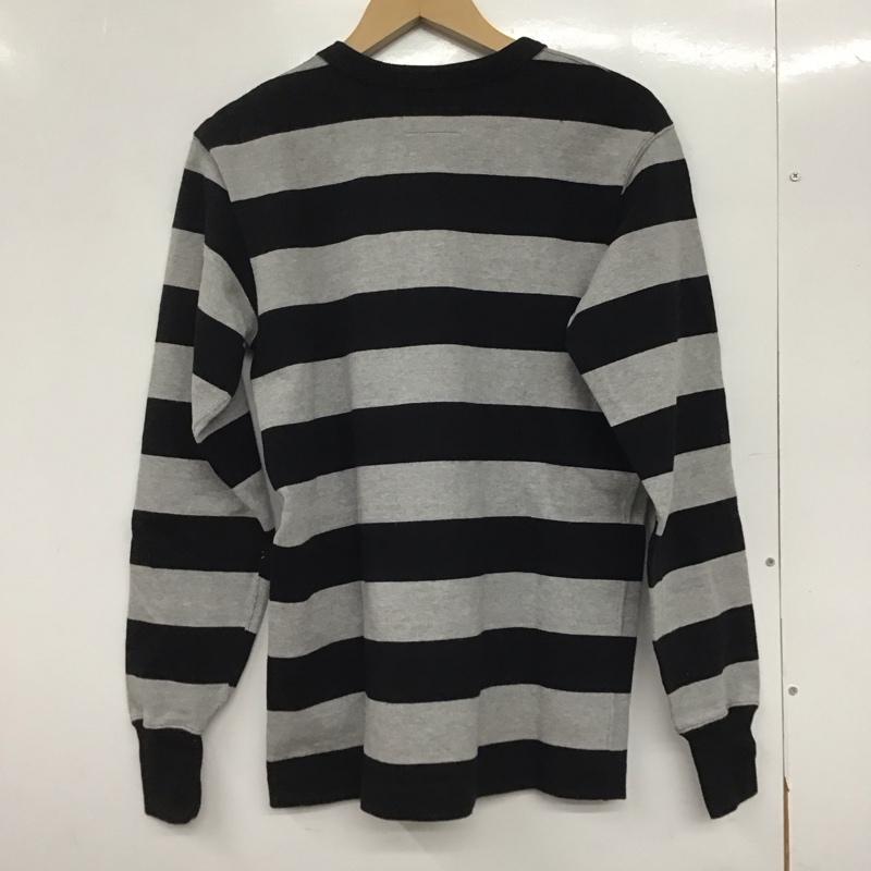 ウエストライド WESTRIDE カットソー 長袖 長袖カットソー プリントカットソー クルーネック 36 ボーダー柄 灰 / グレー / X 黒 / ブラック /  メンズ USED 古着 中古 10145677