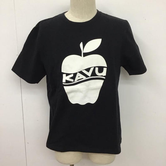 カブー KAVU Tシャツ 半袖 19820233 アップルT フロッキープリント クルーネック M ロゴ、文字 黒 / ブラック /  メンズ USED 古着 中古 10124968