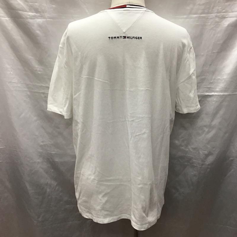 トミーヒルフィガー TOMMY HILFIGER Tシャツ 半袖 半袖カットソー プリントTシャツ クルーネックカットソー XL 無地 白 / ホワイト /  メンズ USED 古着 中古 10122704