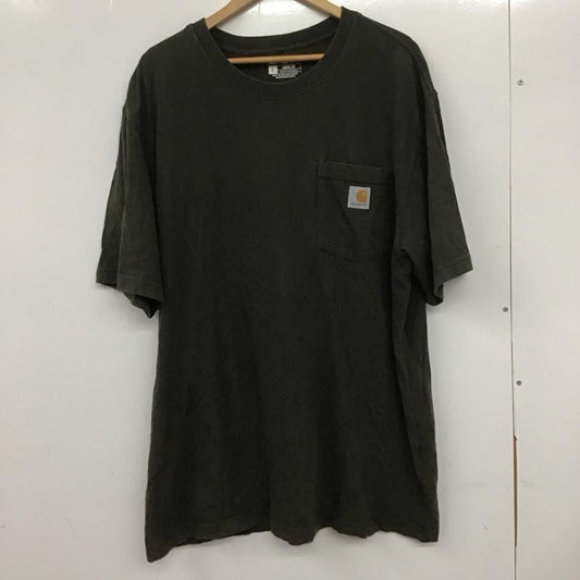 カーハート Carhartt Tシャツ 半袖 半袖カットソー プリントTシャツ クルーネックカットソー L ロゴ、文字 カーキ / カーキ /  メンズ USED 古着 中古 10133230
