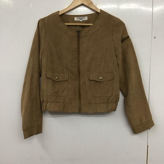 ナチュラルビューティーベーシック NATURAL BEAUTY BASIC ジャケット、上着 ジャケット、ブレザー 017-255910 ノーカラー S 無地 茶 / ブラウン /  レディース USED 古着 中古 10133719