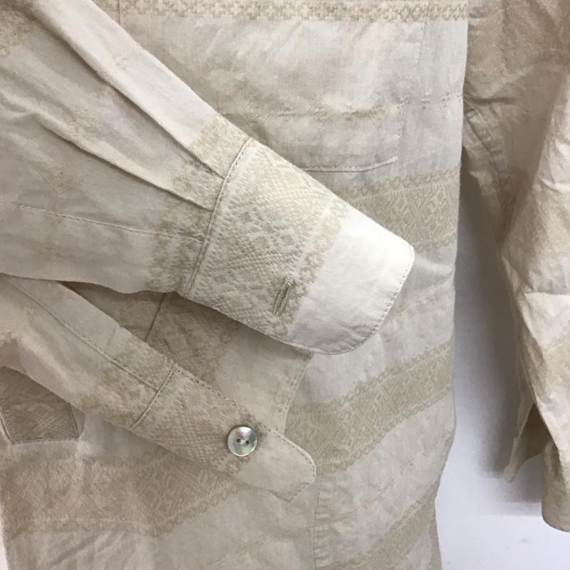 コードナンバーエイト CHORD NUMBER EIGHT シャツ、ブラウス 長袖 長袖シャツ ノーカラーシャツ ヘンリーネックシャツ L 総柄 ベージュ / ベージュ /  メンズ USED 古着 中古 10125313