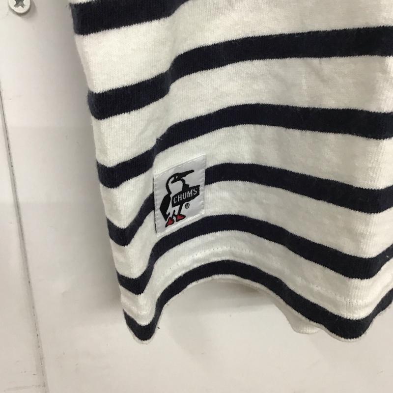 チャムス CHUMS Tシャツ 半袖 ch01-1324 チャムスロゴTシャツ 半袖カットソー プリントTシャツ S ボーダー柄 白 / ホワイト / X 紺 / ネイビー /  メンズ USED 古着 中古 10131147
