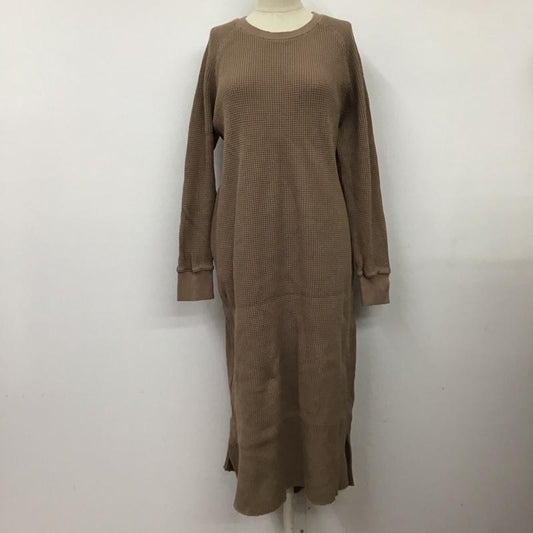ローリーズファーム LOWRYS FARM ワンピース ロングスカート LF719002AD ワッフル 長袖 FREE 無地 茶 / ブラウン /  レディース USED 古着 中古 10116929