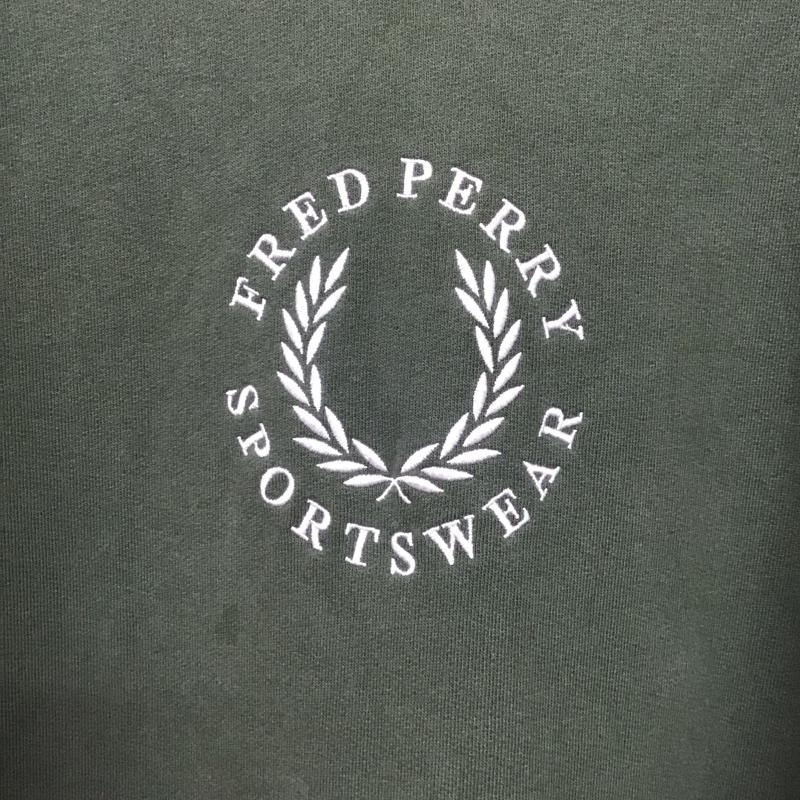 フレッドペリー FRED PERRY トレーナー 長袖 長袖トレーナー スウェット クルーネック プルオーバー L ロゴ、文字 カーキ / カーキ /  メンズ USED 古着 中古 10148524