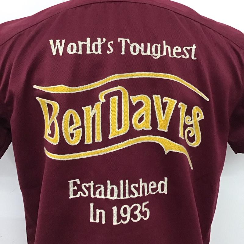 ベンデイビス BEN DAVIS シャツ、ブラウス 半袖 ワークシャツ バック刺繍 M ロゴ、文字 えんじ / ワインレッド /  メンズ USED 古着 中古 10123511