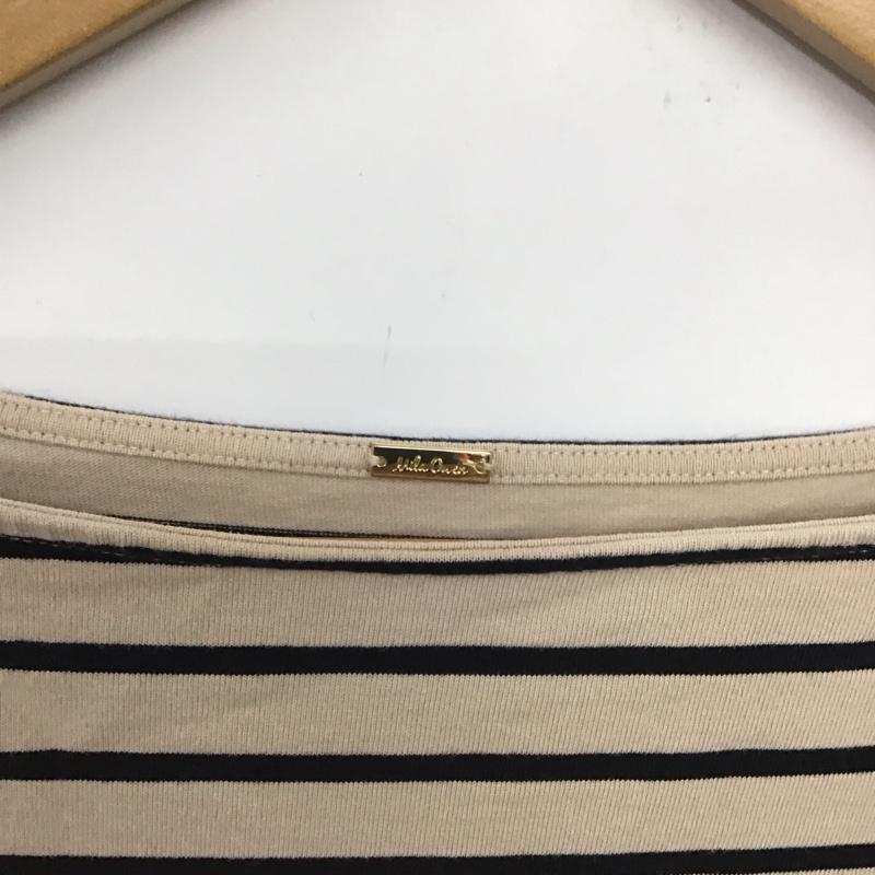 ミラオーウェン Mila Owen Tシャツ 七分袖 09WCT184086 ボートネックボーダーTOP コットンバスクシャツ 0 ボーダー柄 マルチカラー / マルチカラー /  レディース USED 古着 中古 10133866