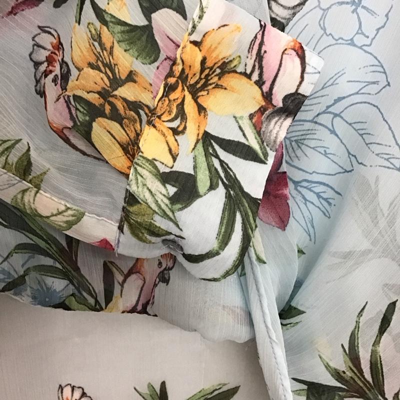 ザラ ZARA シャツ、ブラウス 長袖 XS 総柄 水色 / ライトブルー /  レディース USED 古着 中古 10136901