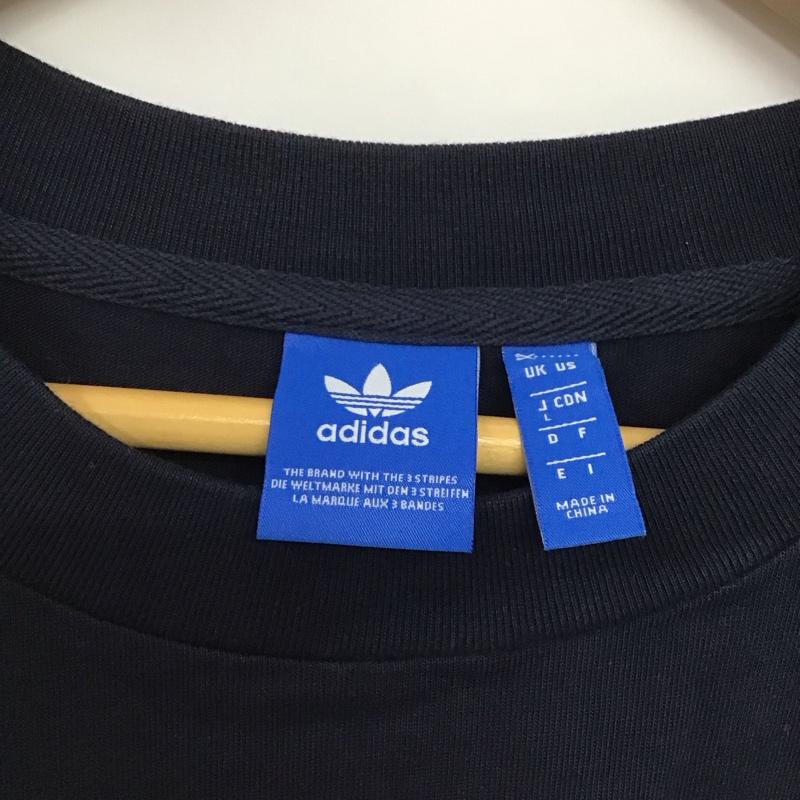 アディダス adidas Tシャツ 半袖 br9819 ビックシルエットTシャツ プリントTシャツ L ロゴ、文字 紺 / ネイビー /  レディース USED 古着 中古 10144795