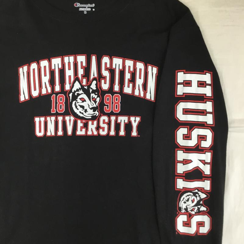 チャンピオン Champion Tシャツ 長袖 a603-5795 Champion 長袖 プリントTシャツ M ブラック M プリント 黒 / ブラック /  メンズ USED 古着 中古 10127549