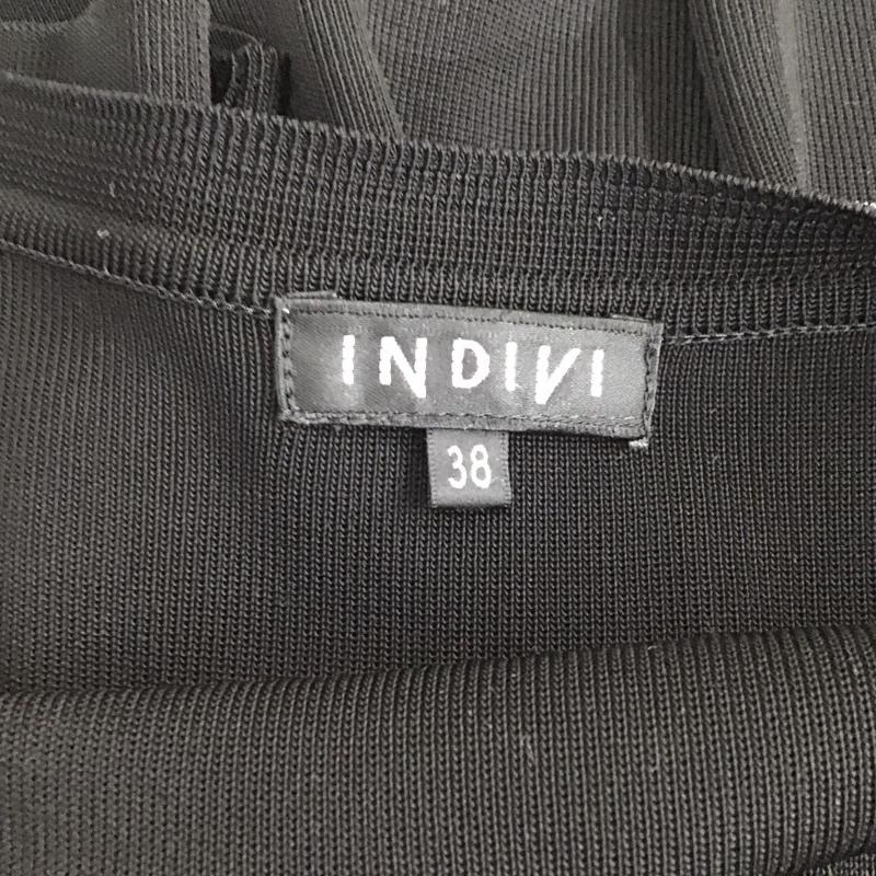 インディヴィ INDIVI カーディガン 七分袖 127-38439 Uネック 38 無地 黒 / ブラック /  レディース USED 古着 中古 10121561