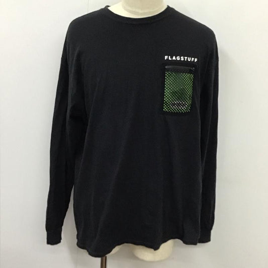 フラグスタフ FLAGSTUFF カットソー 長袖 長袖カットソー クルーネックカットソー ロングスリーブカットソー プリントTシャツ ロゴ、文字 黒 / ブラック /  メンズ USED 古着 中古 10115611