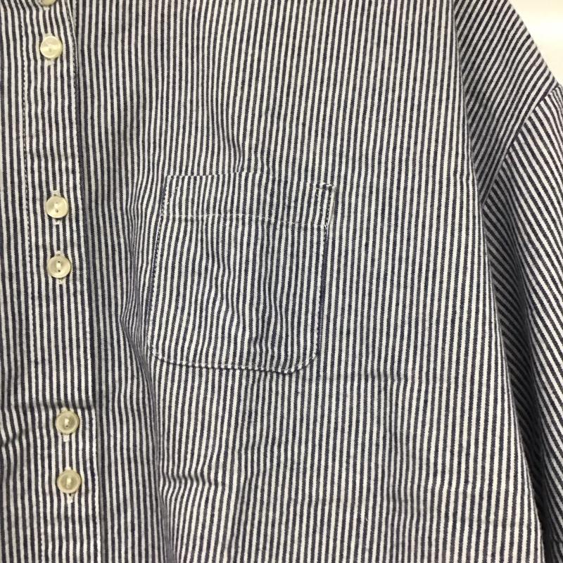 サマンサモスモス Samansa Mos2 シャツ、ブラウス 長袖 1710736 バンドカラー FREE ストライプ 白 / ホワイト / X 紺 / ネイビー /  レディース USED 古着 中古 10144107