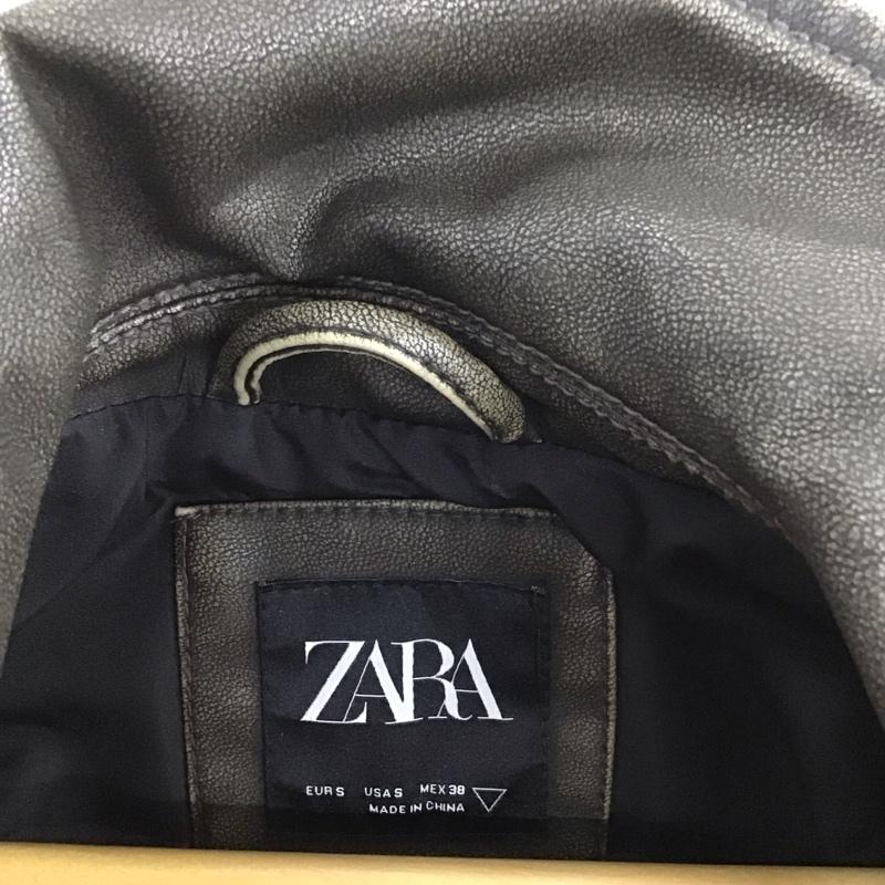 ザラ ZARA ジャケット、上着 ジャケット、ブレザー ライダースジャケット ジップアップジャケット アウター フェイクレザー S 無地 茶 / ブラウン /  メンズ USED 古着 中古 10133381