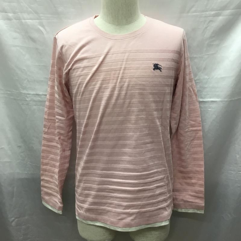 バーバリーブラックレーベル BURBERRY BLACK LABEL カットソー 長袖 長袖カットソー クルーネックカットソー ロングスリーブカットソー ボーダーTシャツ 2 ボーダー柄 桃 / ピンク /  メンズ USED 古着 中古 10118649