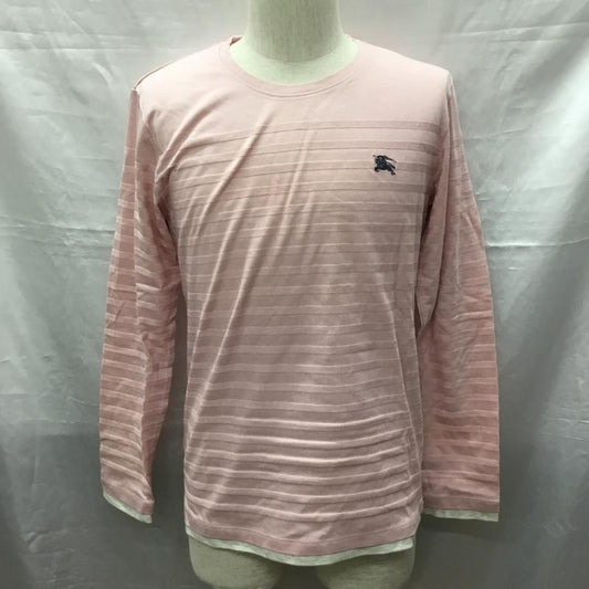 バーバリーブラックレーベル BURBERRY BLACK LABEL カットソー 長袖 長袖カットソー クルーネックカットソー ロングスリーブカットソー ボーダーTシャツ 2 ボーダー柄 桃 / ピンク /  メンズ USED 古着 中古 10118649
