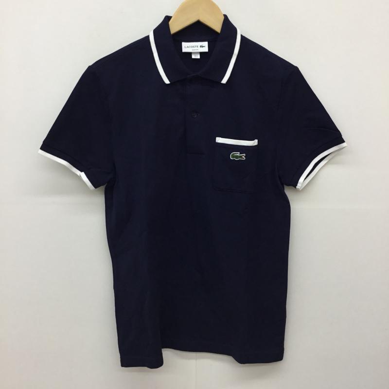 ラコステ LACOSTE ポロシャツ 半袖 S ロゴ、文字 紺 / ネイビー /  メンズ USED 古着 中古 10144397