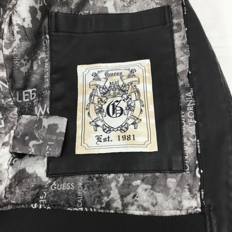 ゲス Guess ジャケット、上着 ジャンパー、ブルゾン Faux　leather　bomber L ワンポイント X プリント 黒 / ブラック /  メンズ USED 古着 中古 10122732