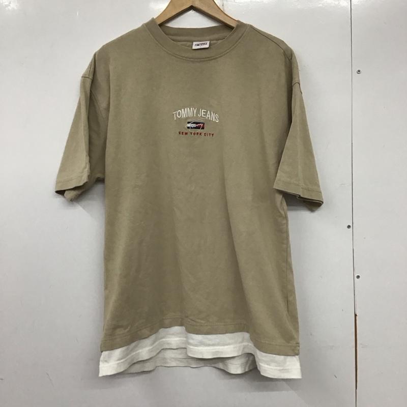 トミー ジーンズ TOMMY JEANS Tシャツ 半袖 半袖カットソー 刺繍Tシャツ クルーネックカットソー L ロゴ、文字 ベージュ / ベージュ /  メンズ USED 古着 中古 10134078