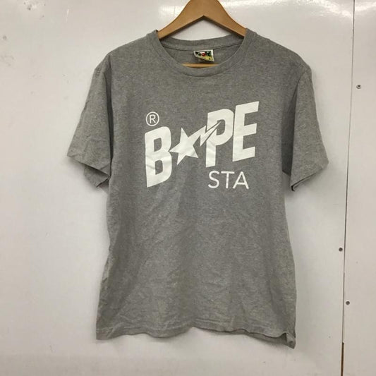 ベイプ BAPE Tシャツ 半袖 半袖カットソー プリントTシャツ クルーネックカットソー M ロゴ、文字 灰 / グレー /  メンズ USED 古着 中古 10129298