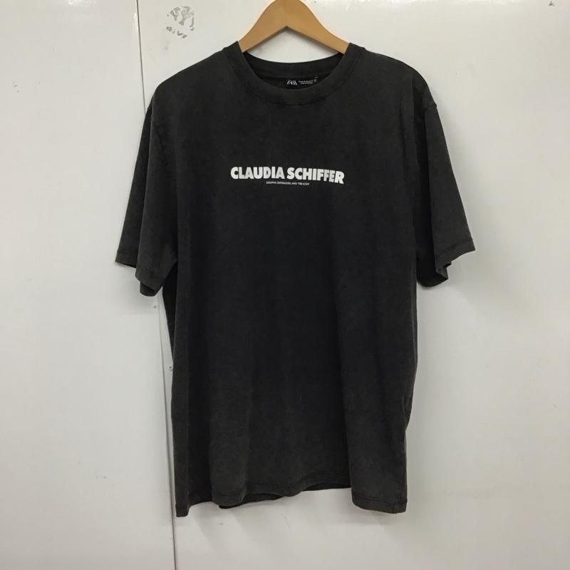 ザラ ZARA Tシャツ 半袖 4644 482 807 CLAUDIA SCHIFFER クルーネック タグ付き M ロゴ、文字 チャコールグレー / チャコールグレー /  メンズ USED 古着 中古 10129118