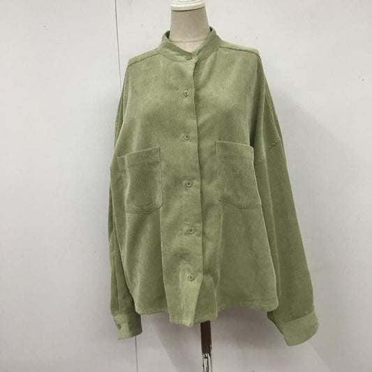 アイテムズ アーバンリサーチ ITEMS URBAN RESEARCH シャツ、ブラウス 長袖 長袖シャツ ノーカラーシャツ コーデュロイシャツ FREE 無地 緑 / グリーン /  レディース USED 古着 中古 10123922